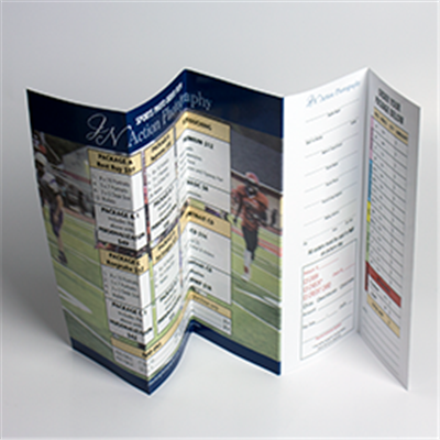 Sports photography 5-Panel Order Form with an Attached/Removable Return Envelope